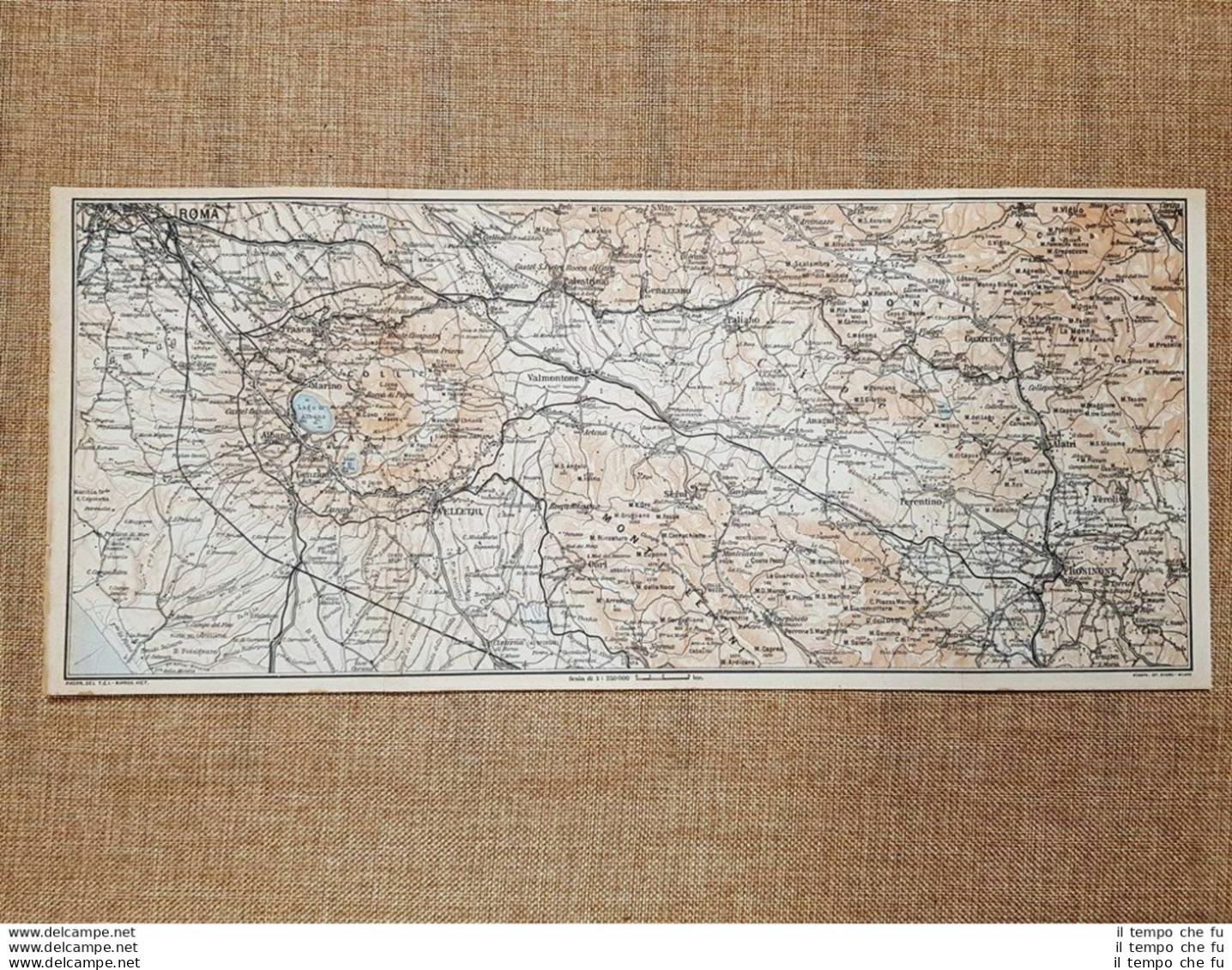 Carta O Cartina Del 1924 Roma Marino Lago Di Albano Nemi Paliano Lazio T.C.I. - Mapas Geográficas