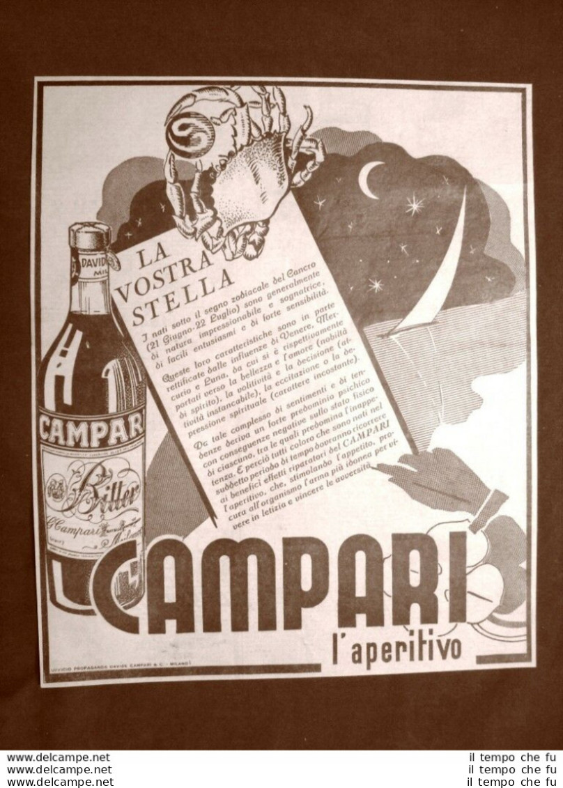 Pubblicità Del 1945 L'Aperitivo Campari La Vostra Stella Davide Campari Milano - Otros & Sin Clasificación