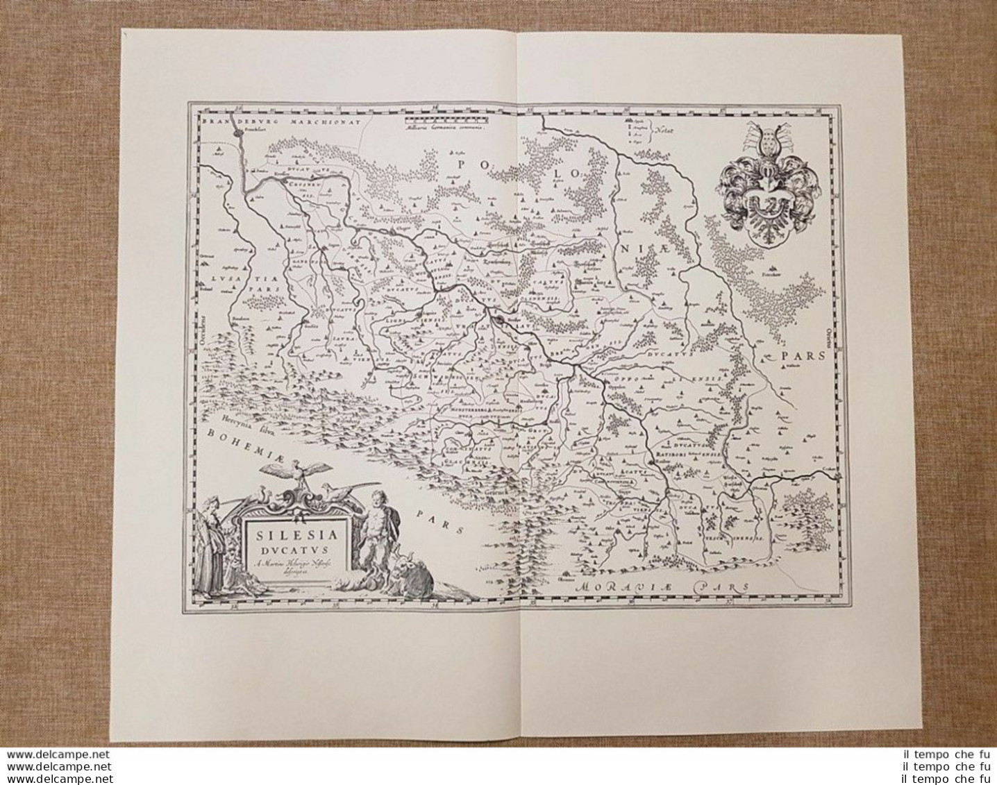 Carta Geografica O Mappa Ducato Di Slesia Polonia Anno 1645 Di Blaeu Ristampa - Mapas Geográficas