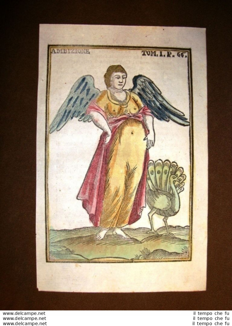 Ambizione Mitologia Settecentina Acquerellata A Mano Del 1785 Andre Declaustre - Prenten & Gravure