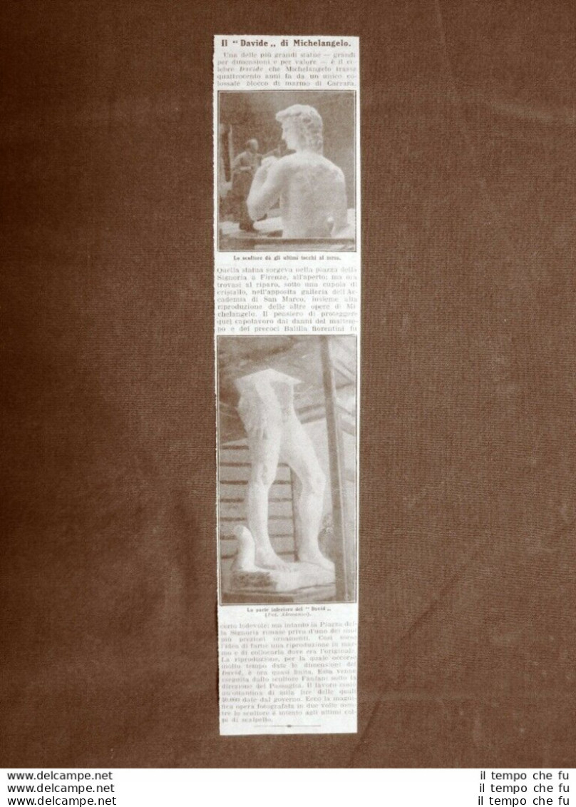 Firenze Nel 1909 Riproduzione Del David Di Michelangelo Di Fanfani E Passaglia - Sonstige & Ohne Zuordnung