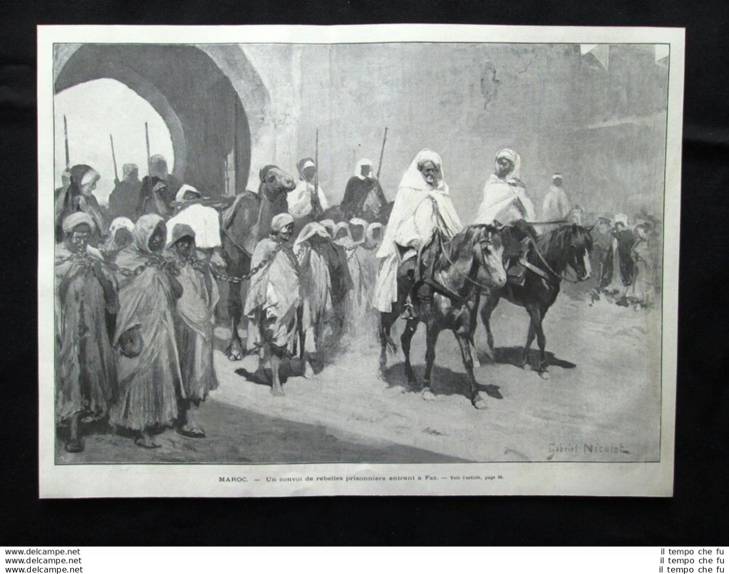 Marocco - Un Convoglio Di Prigionieri Ribelli Entrano A Fez Stampa Del 1903 - Otros & Sin Clasificación