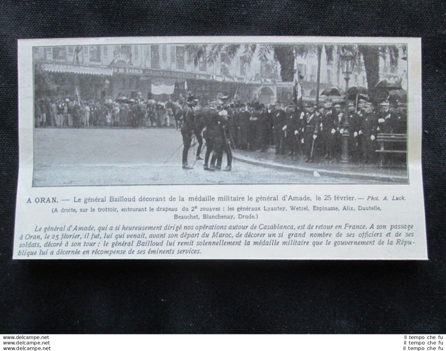 Orano,Algeria: Generale Bailloud, Medaglia Al Generale D'Amade, 25 Febbraio 1909 - Andere & Zonder Classificatie