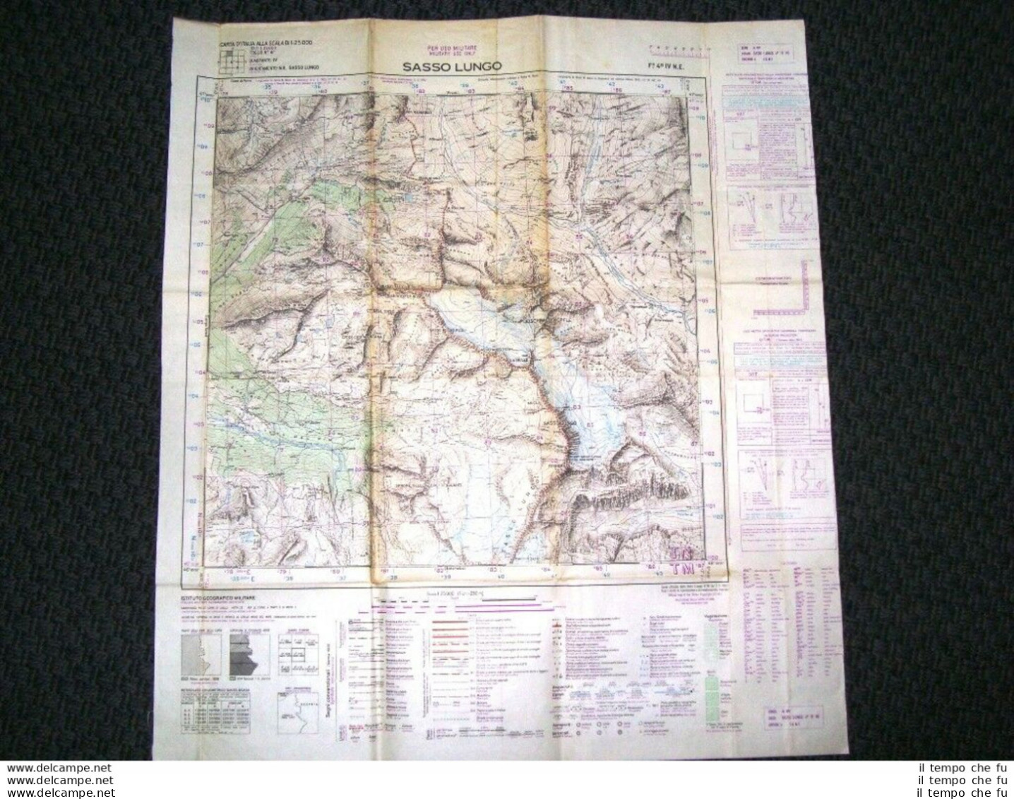 Grande Carta Topografica Sassolungo O Langkofel Bolzano Dettagliatissima I.G.M - Landkarten