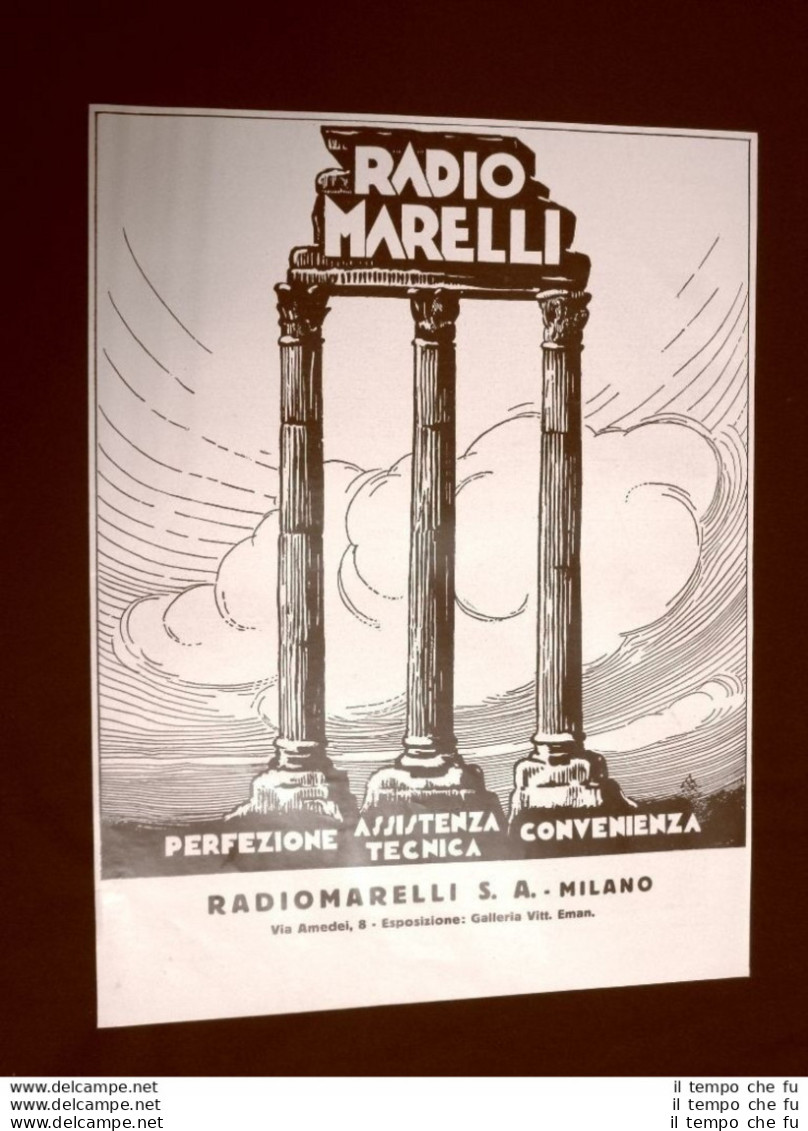 Pubblicità Dei 1932 Radiomarelli S.A. Assistenza E Convenienza Milano - Other & Unclassified