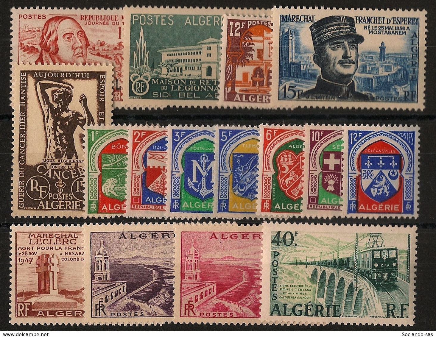 ALGERIE - Année Complète 1956 - N°YT. 332 à 340 - Complet - 16 Valeurs - Neuf Luxe ** / MNH / Postfrisch - Années Complètes