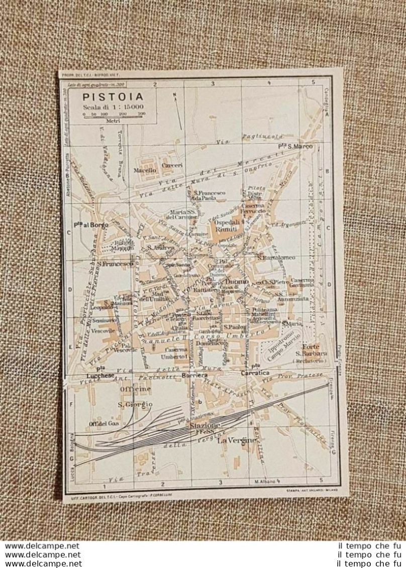 Pianta O Piantina Del 1939 La Città Di Pistoia Toscana T.C.I. - Mapas Geográficas