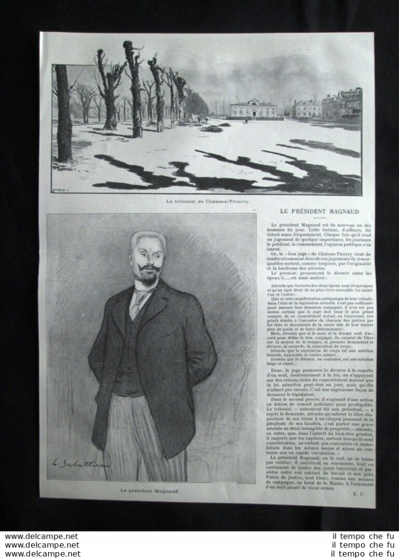 Il Presidente Paul Magnaud - Il Tribunale Di Chateau Thierry Stampa Del 1903 - Autres & Non Classés
