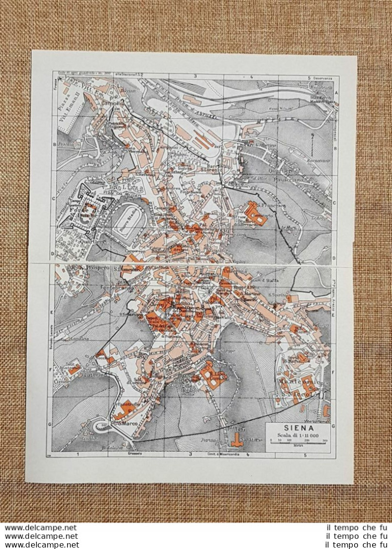 Pianta O Piantina Del 1939 La Città Di Siena Toscana T.C.I. - Geographical Maps