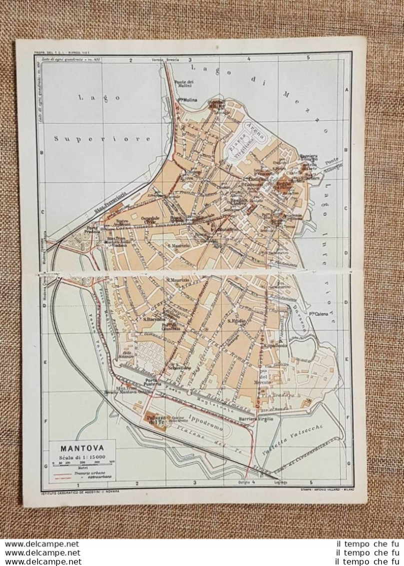 Pianta O Piantina Del 1914 La Città Di Mantova Lombardia T.C.I. - Mapas Geográficas