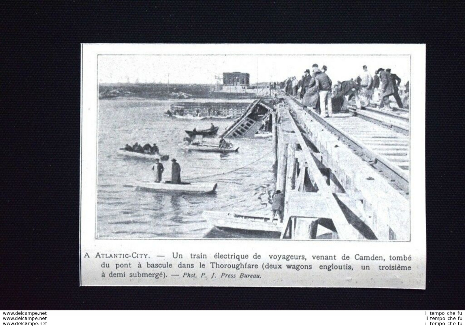 Atlantic City-Treno Elettrico Da Camden, Caduto Nel Thoroughfare Stampa Del 1906 - Otros & Sin Clasificación