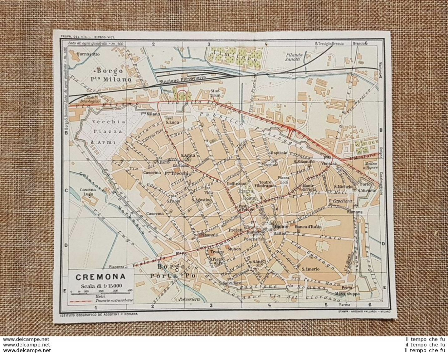 Pianta O Piantina Del 1914 La Città Di Cremona Lombardia T.C.I. - Landkarten