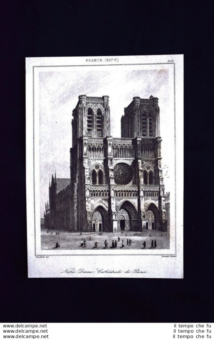 Notre Dame, Cathedrale De Paris, France Incisione Del 1850 L'Univers Pittoresque - Avant 1900