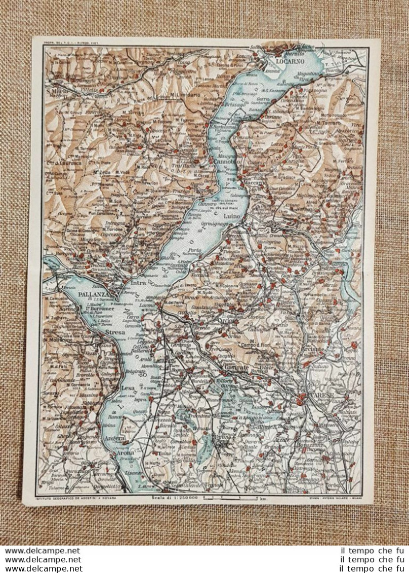 Carta Geografica O Cartina Del 1914 Pallanza Intra Luino Locarno Piemonte T.C.I. - Geographische Kaarten