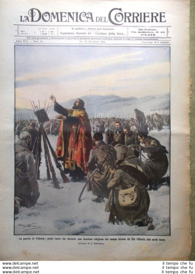 La Domenica Del Corriere 27 Dicembre 1914 WW1 Guerra In Polonia Prussia Friandra - Autres & Non Classés