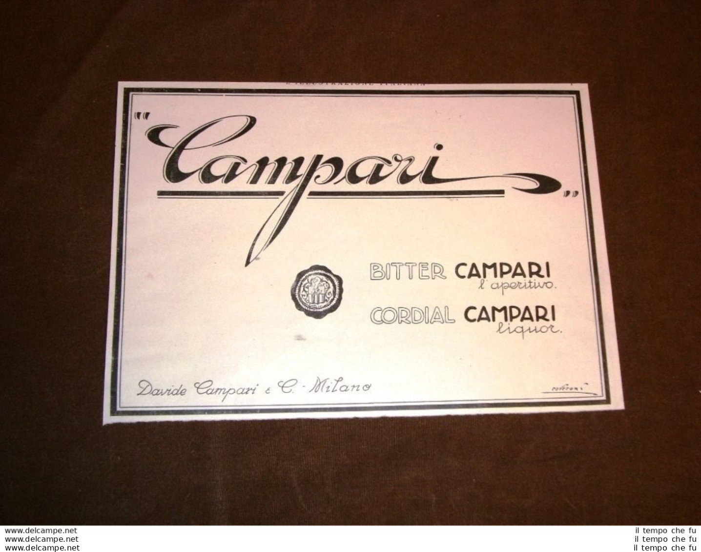 Pubblicità Dei Primi Del '900 Bitter E Cordial Campari - Davide Campari Milano - Other & Unclassified