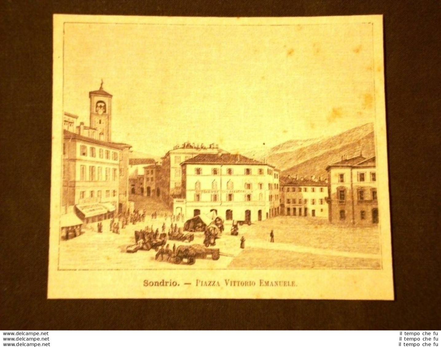 Incisione Del 1891 Sondrio, Piazza Vittorio Emanuele - Lombardia - Avant 1900