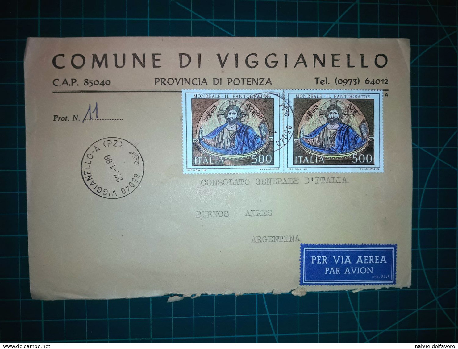 ITALIE, Enveloppe Envoyée à Buenos Aires, Argentine Avec Divers Timbres-poste (châteaux Ou Autres). Appartenant à La Com - 1981-90: Afgestempeld