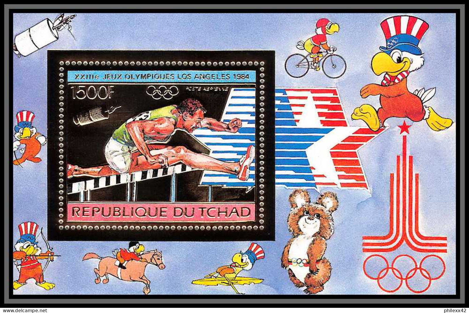 85889/ N°185 A Los Angeles 1984 Espace Space Jeux Olympiques Olympic Games Tchad OR Gold ** MNH - Verano 1984: Los Angeles