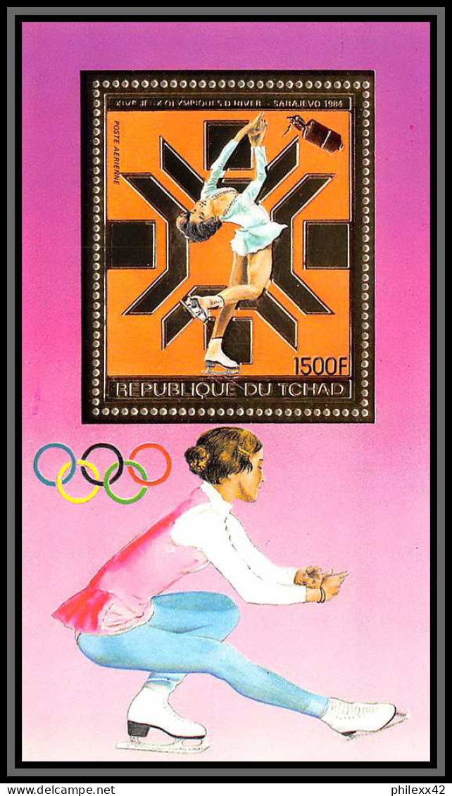 85906/ N°160 A Sarajevo 1984 Jeux Olympiques (olympic Games) Skating Tchad OR Gold Stamps ** MNH Espace (space) - Hiver 1984: Sarajevo