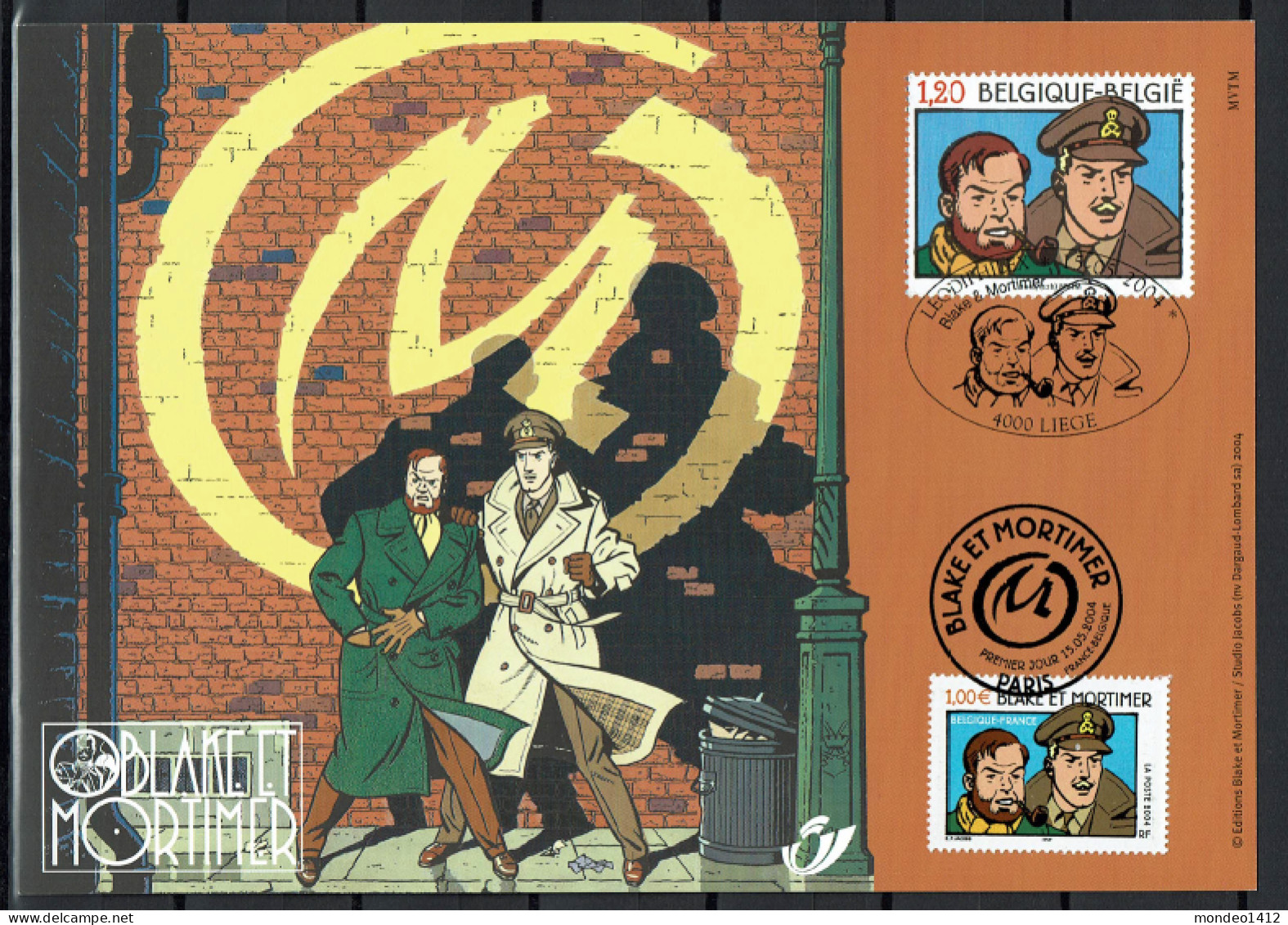 3283 HK + Timbres + Blocs - Blake & Mortimer, Comics, Strops, BD Uitgifte België/Frankrijk - Belgique/France - Erinnerungskarten – Gemeinschaftsausgaben [HK]