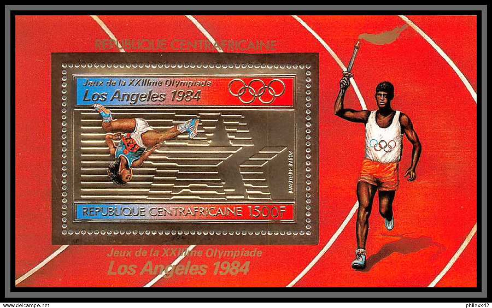 85938/ N°199 A Los Angeles 1984 Jeux Olympiques Olympic Games Centrafrique Centrafricaine OR Gold Stamps ** MNH - Sommer 1984: Los Angeles