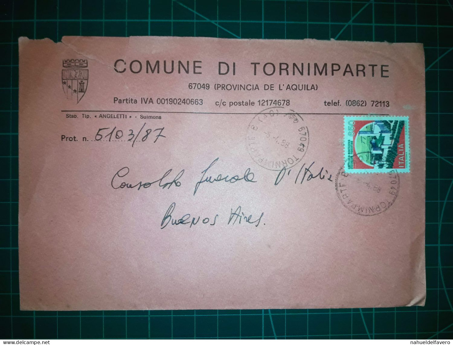 ITALIE, Enveloppe Envoyée à Buenos Aires, Argentine Avec Divers Timbres-poste (châteaux Ou Autres). Appartenant à La Com - 1981-90: Usati