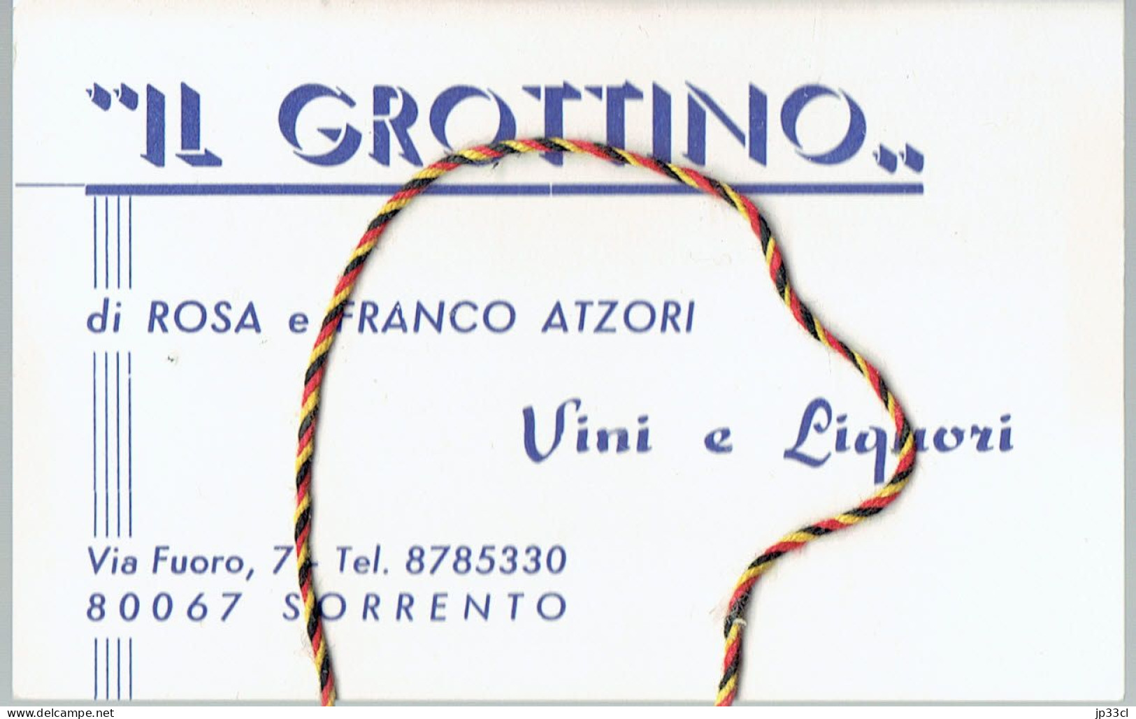 Souvenir D'un Passage à "Il Grottino", (Rosa E Franco Atzori) Vini E Liquori, Sorrento (Sorrente) Années 1970 - Advertising