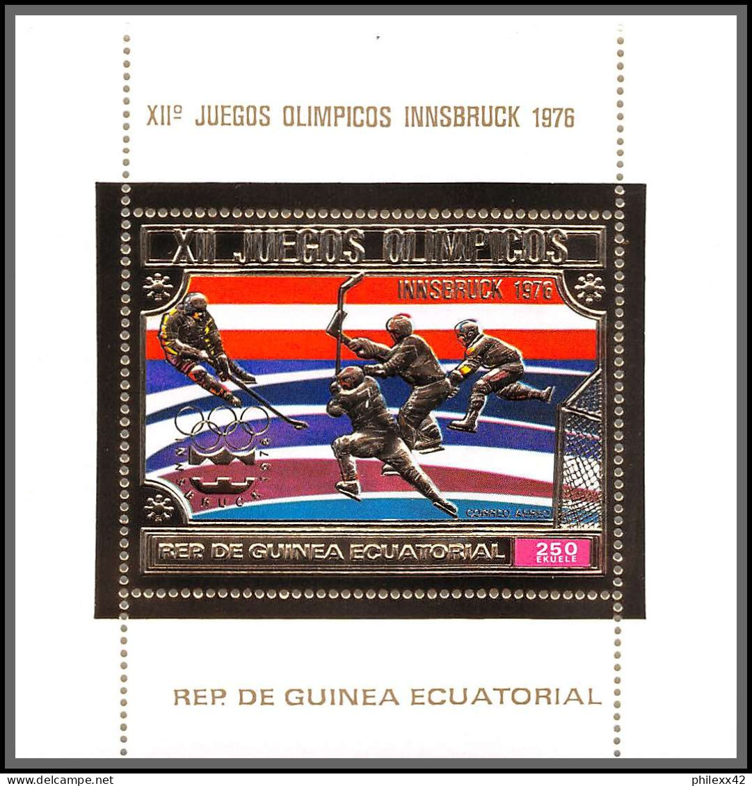 86345 Mi Bl 161 Innsbruck 1976 HOCKEY Jeux Olympiques (olympic Games) 1975 Guinée équatoriale Guinea OR Gold - Hiver 1976: Innsbruck