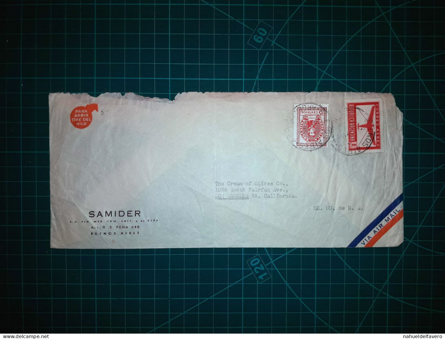 ARGENTINE, Enveloppe Longue Circulée Aux USA Appartenant à La Société "SAMIDER, S.A. Fin. Mer. Inm. Edit. Y De Repr." - Used Stamps
