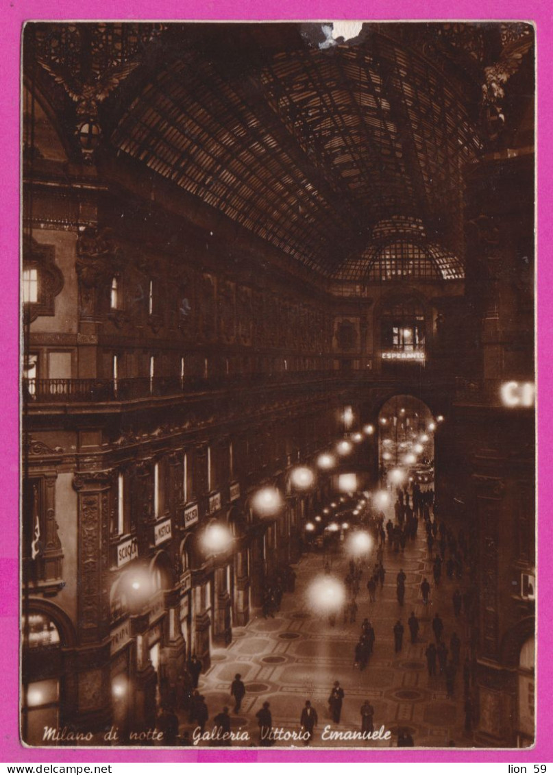 293995 / Italy -MILANO Di Notte Galleria Vittorio Emanuele PC 1939 USED 5+20c+1.25 King Victor Emmanuel III ESPRESSO - Milano (Mailand)