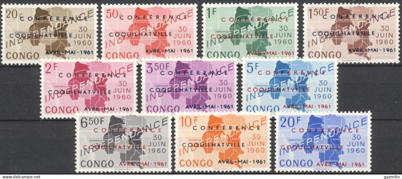 Congo Ex Zaire 1961, Coquilhatville Conference - Overprinted CONFERENCE COQUILHATVILLE AVRIL-MAI-1961, 10val - Géographie