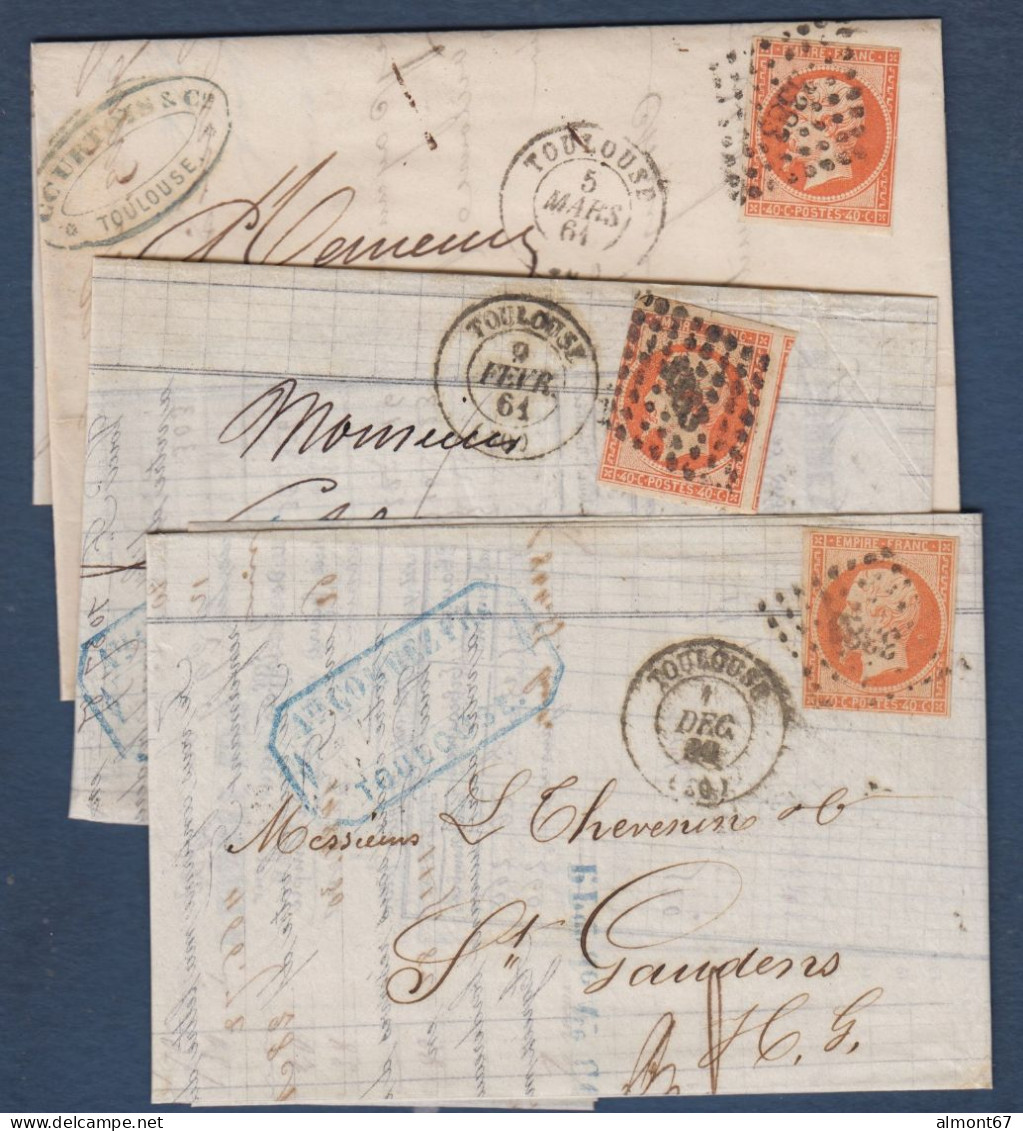 Napoléon N° 16  - Lot De 3 Lettres -  Cote : 90 € - 1853-1860 Napoléon III.