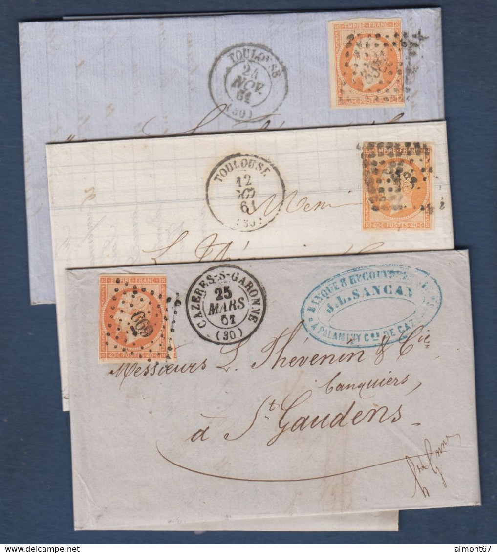 Napoléon N° 16  - Lot De 3 Lettres -  Cote : 90 € - 1853-1860 Napoléon III.