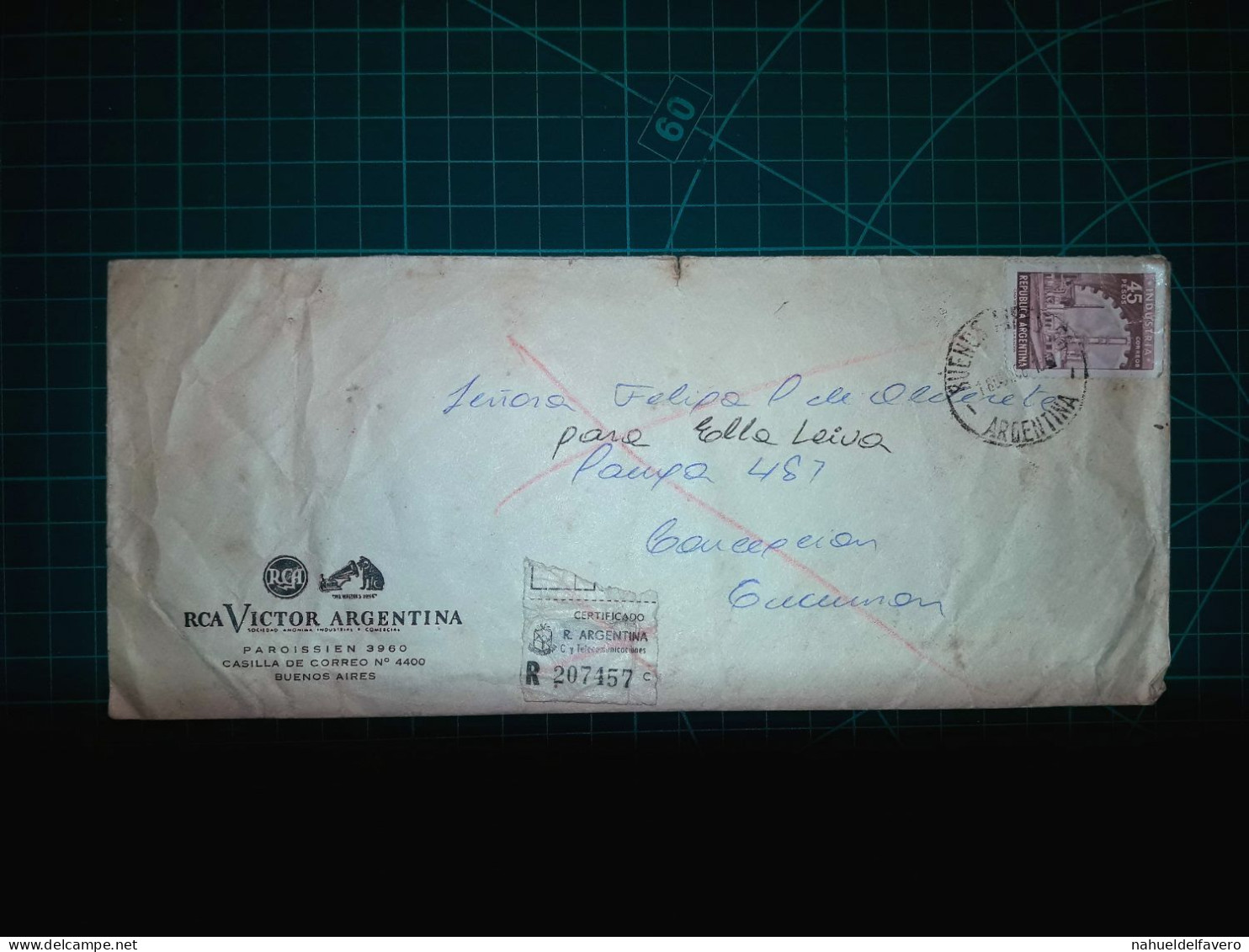 ARGENTINE, Longue Enveloppe Envoyée à Consepcion. Appartenant à La Société "Rca Victor Argentina, Sociedad Anonima Indus - Gebraucht