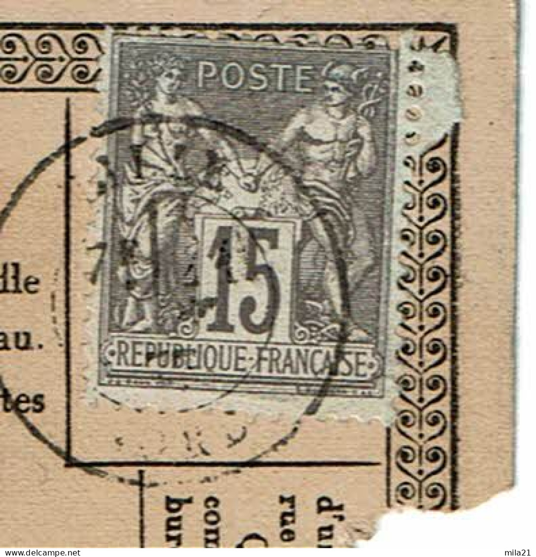 FRANCE Les Premier Entier Postal  Tarif En 4 Lignes Timbre Allegorie 15 Gris - 1876-1878 Sage (Tipo I)