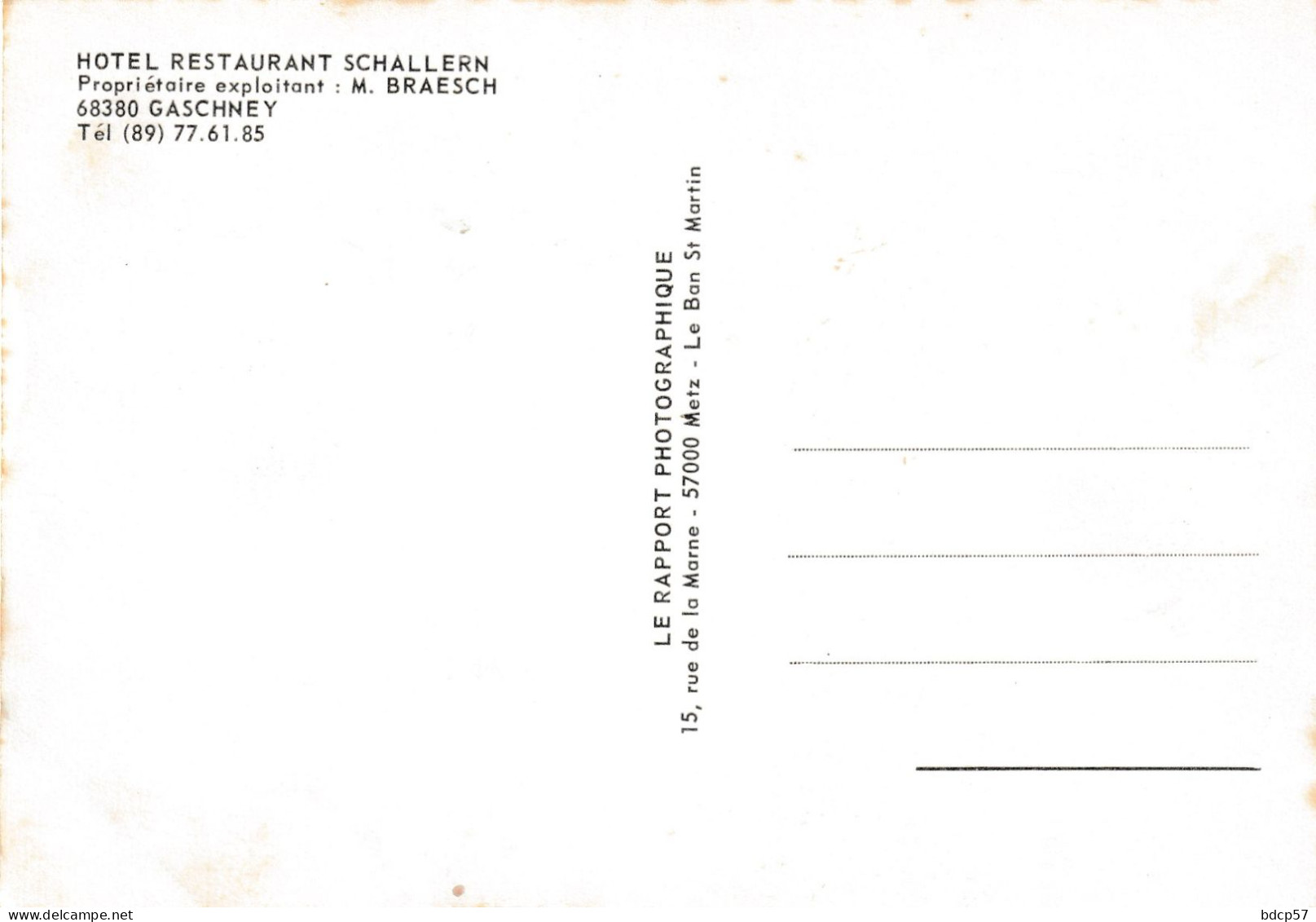 68 - Haut-Rhin - Alsace - Gashney - Hôtel-Restaurant Schallern - Format 10,4 X 15 - Andere & Zonder Classificatie