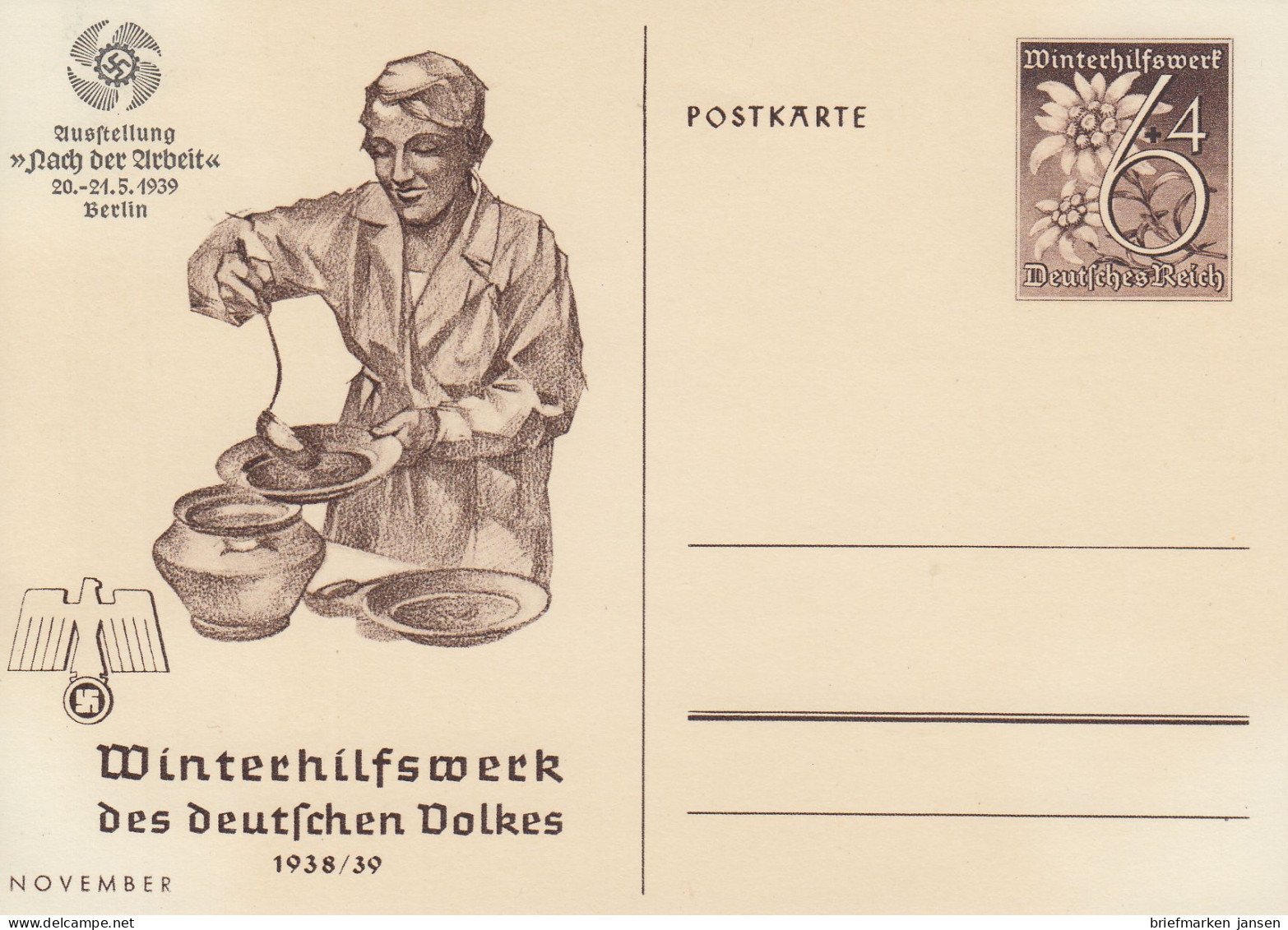 Dt. Reich Mi.Nr. P 274/02 Sonderpostkarte Winterhilswerk (November)  - Autres & Non Classés