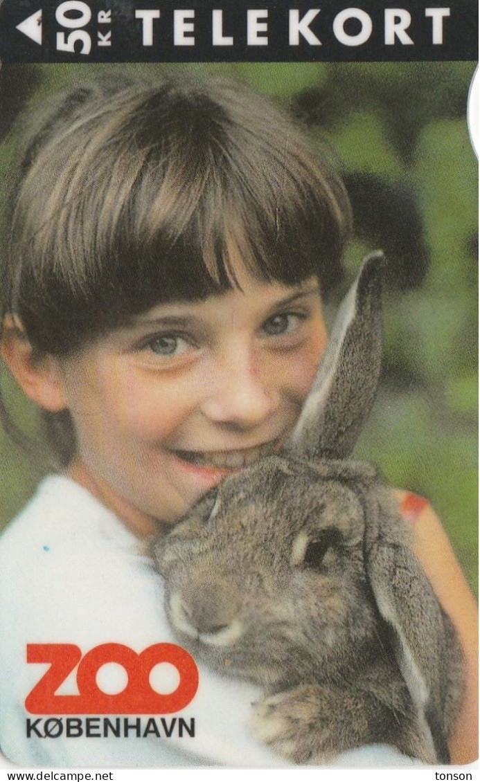 Denmark, KS 044, Zoo 2- Girl With Rabbit,  50  Kr, Only 3.500 Issued, 2 Scans. - Dänemark