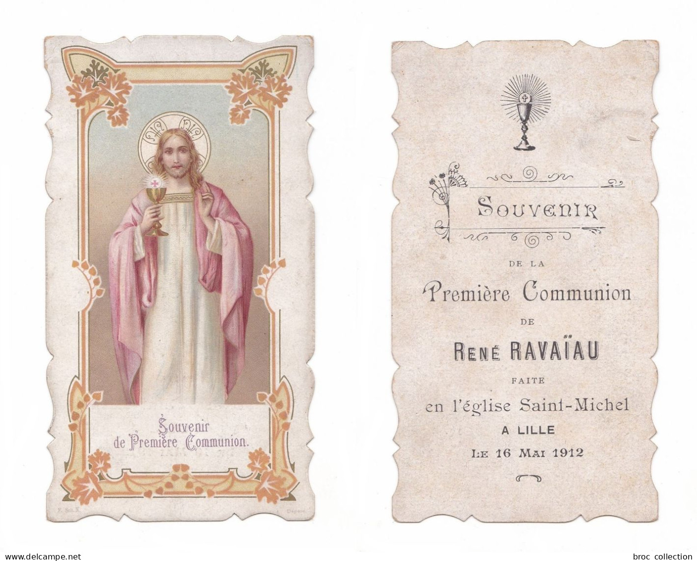 Lille, 1re Communion De René Ravaïau, église Saint-Michel, 1912 - Images Religieuses