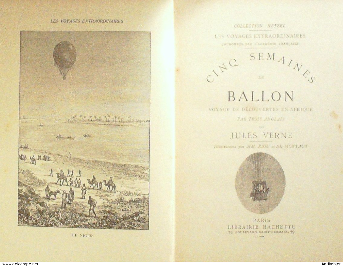 Verne Jules 5 Semaines En Ballon Riou De Montaut Edit Hachette Hetzel 1923 - 1901-1940