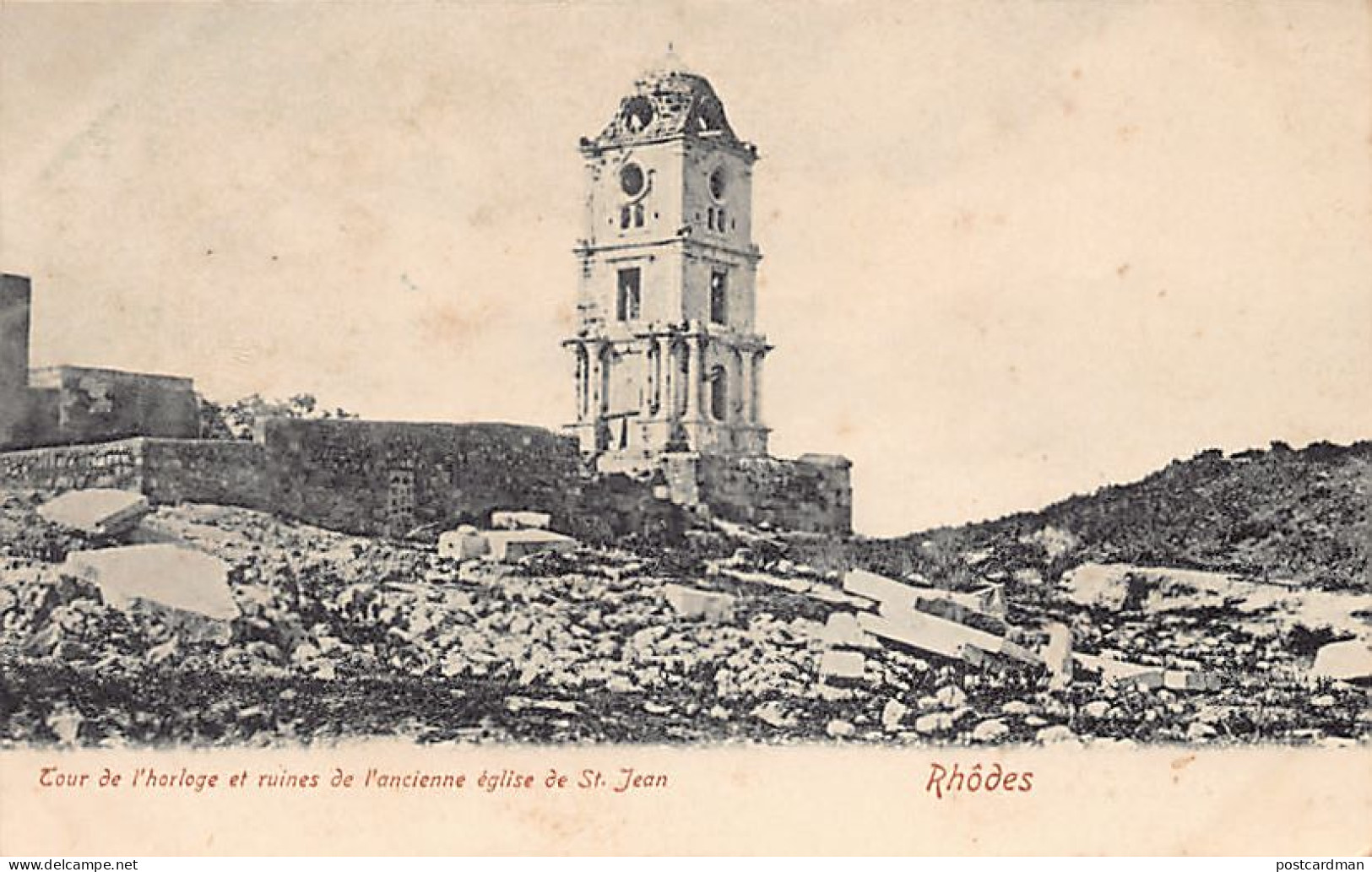 Greece - RHODES - Clock Tower And Ruins Of The Ancient Saint-Jean Church - Publ. Unknown  - Greece