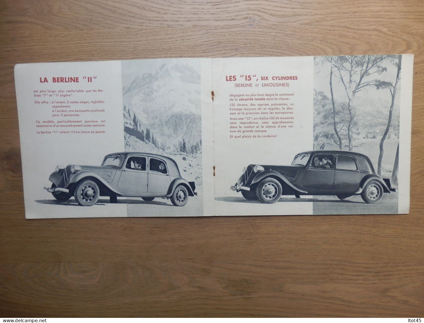 DOCUMENT PUBLICITAIRE CITROËN TRACTION AVANT BERLINE 7 BERLINE II LEGERE.... - Cars