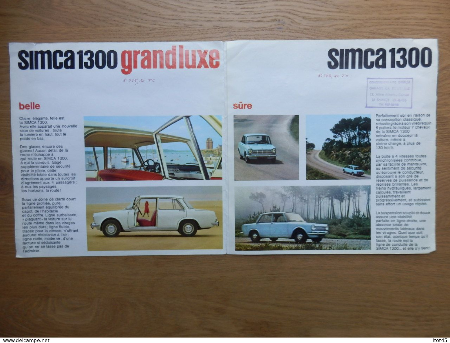 DEPLIANT PUBLICITAIRE SIMCA 1300 GRAND LUXE - Automobile