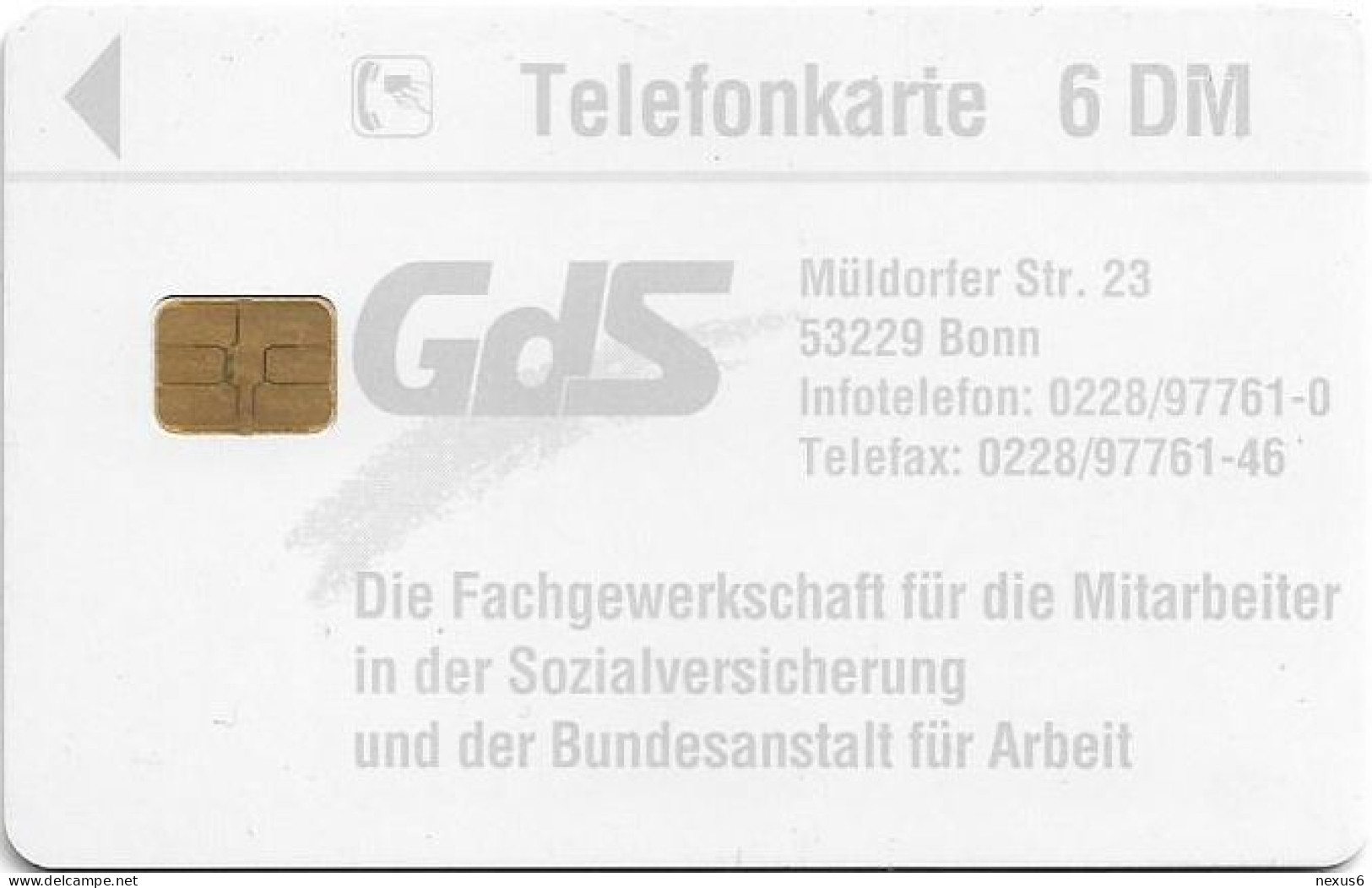 Germany - GdS - Gewerkschaft Der Sozialversicherung 2 - O 0387 - 03.1995, 6DM, 2.000ex, Used - O-Reeksen : Klantenreeksen