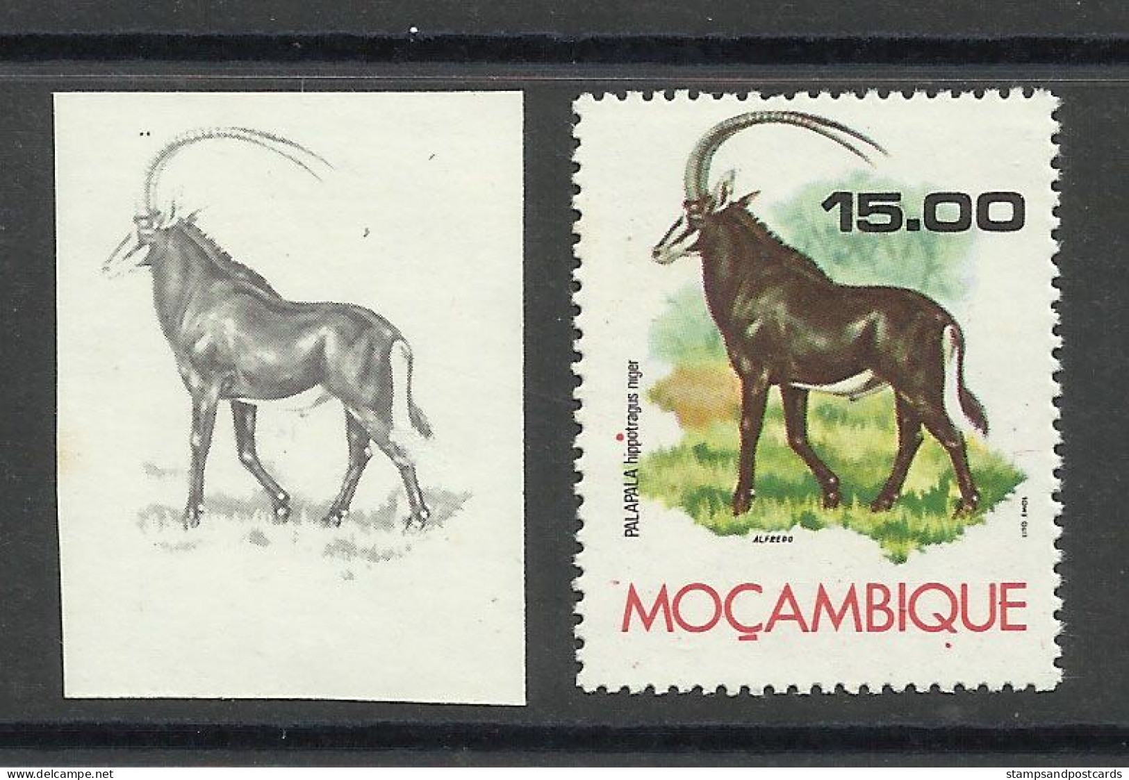 Mozambique 1976 Preuve De Couleur Hippotrague Noir Moçambique 1976 Color Proof Sable Antelope - Rhinozerosse