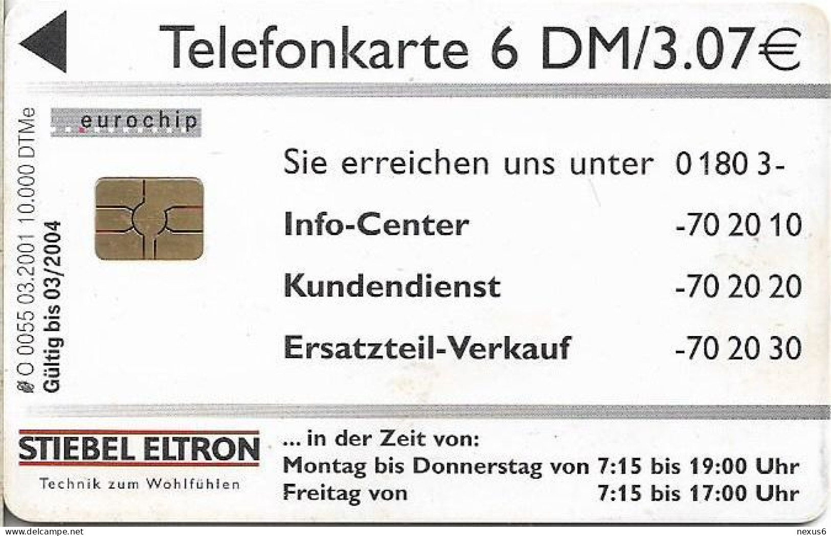 Germany - Stiebel Eltron - Technik Zum Wohlfühlen - O 0055 - 03.2001, 6DM, 10.000ex, Used Rare! - O-Series : Séries Client