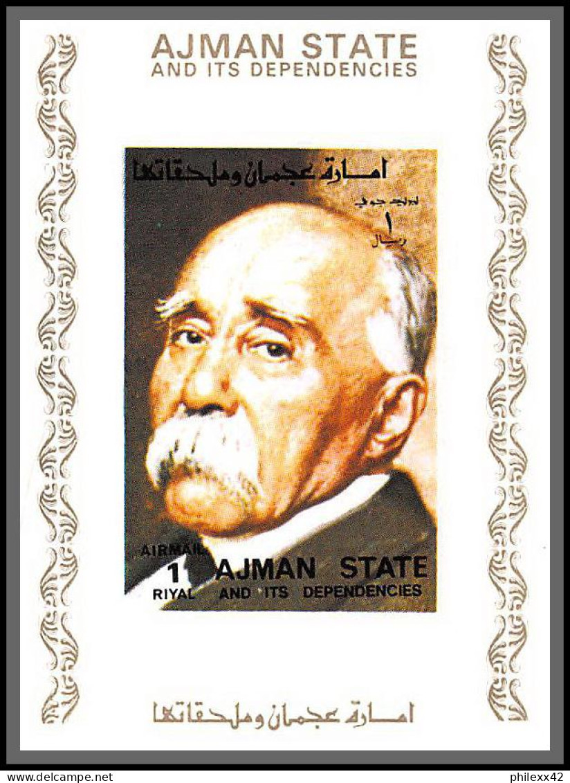 Ajman - 2728ff N° 2898 Georges Clemenceau Deluxe Miniature Sheet Blan Non Dentelé Imperf ** MNH 1973 - Adschman