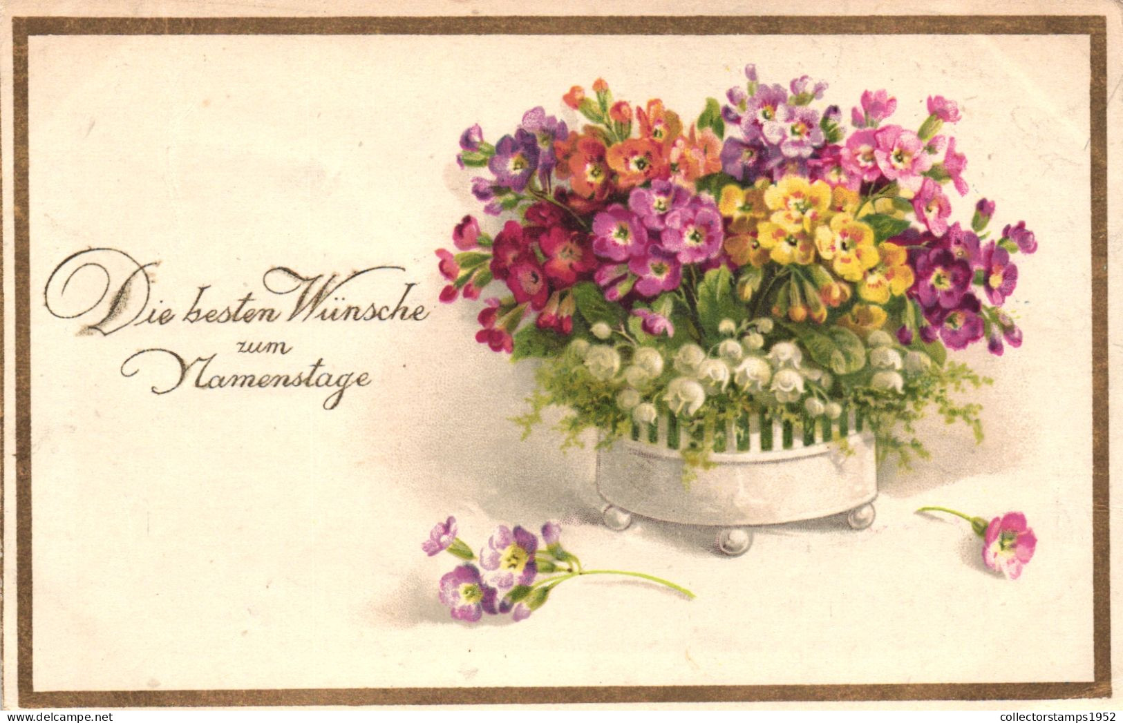 ILLUSTRATION, NAMEDAY, FLOWERS IN POT, SWITZERLAND, POSTCARD - Other & Unclassified