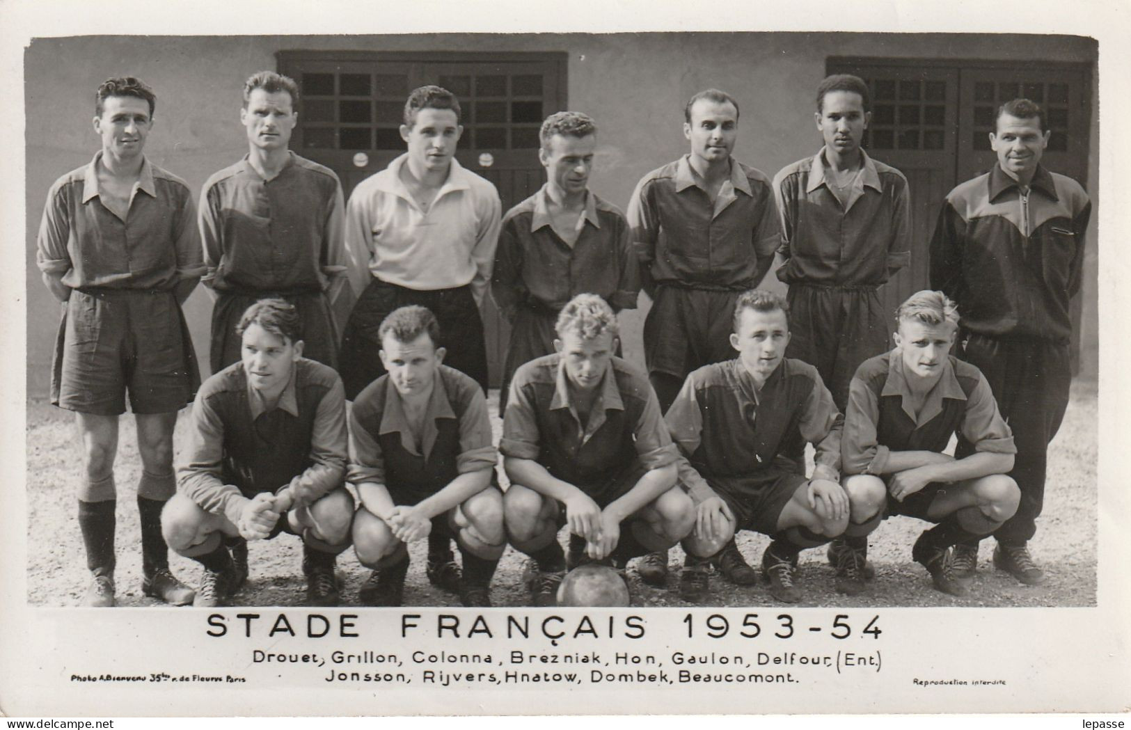 PHOTO FOOTBALL STADE FRANCAIS 1953/54 DROUET GRILLON COLONNA BREZNIAK HON GAULON JONSSON RIJVERS - Sport
